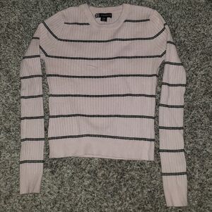 Kadence| Pink and Black Striped Long Sleeve Sweater